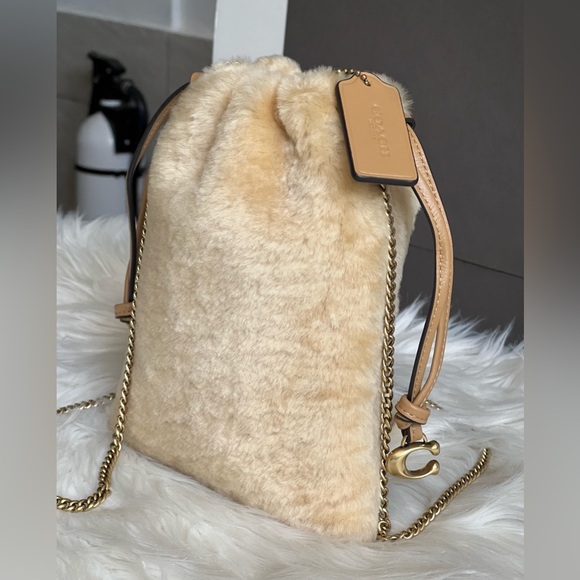 CE759 - Coach Drawstring Pouch in Shearling - Picture 3 of 12